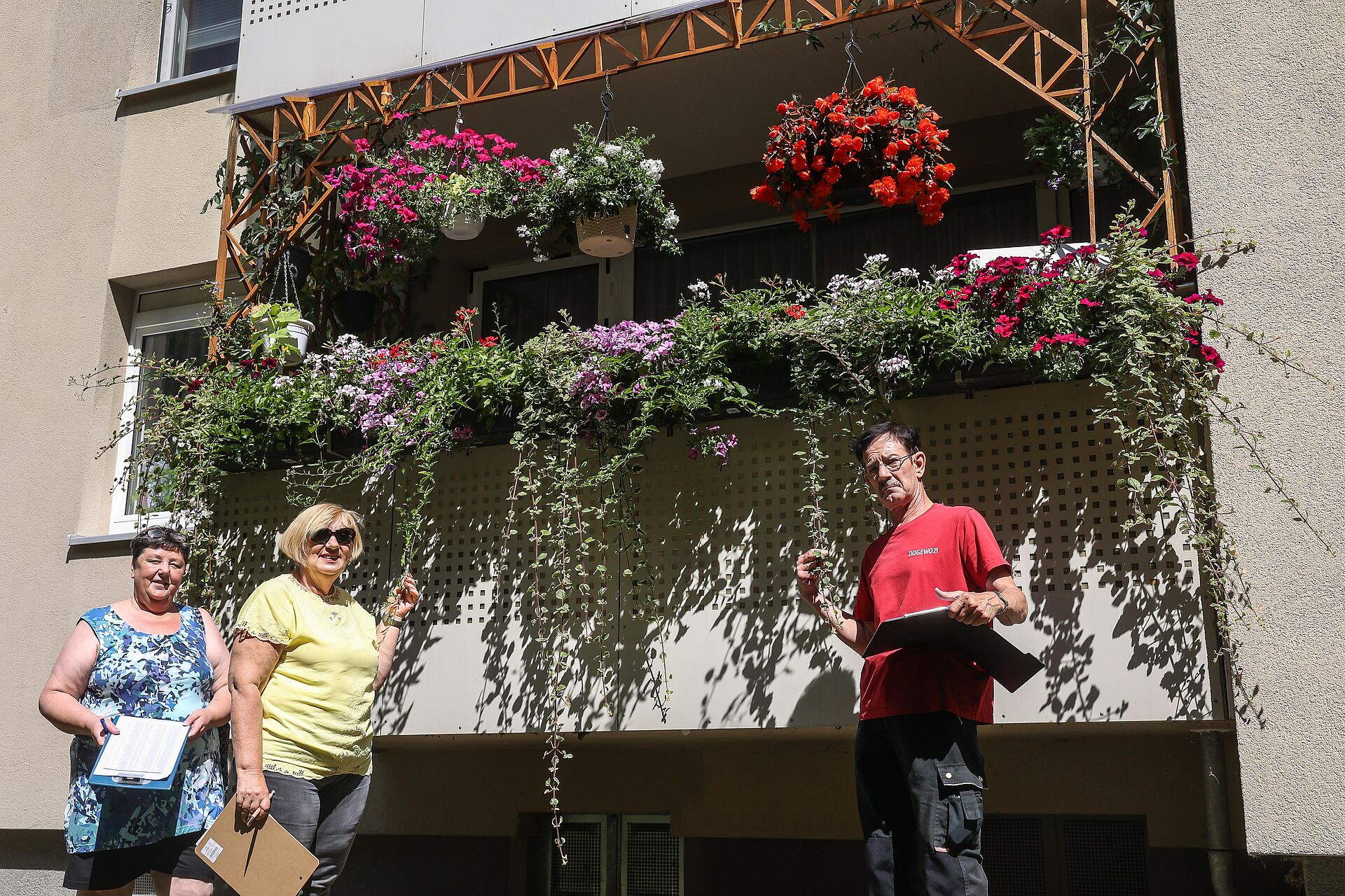 Mieterbeirat bewertet üppige Blumenpracht auf DOGEWO21-Balkon